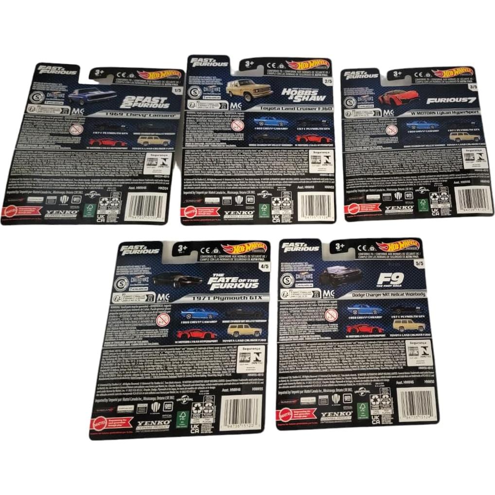 Hot Wheels Conjunto Premium Rápido y Furioso 5 Autos Diecast