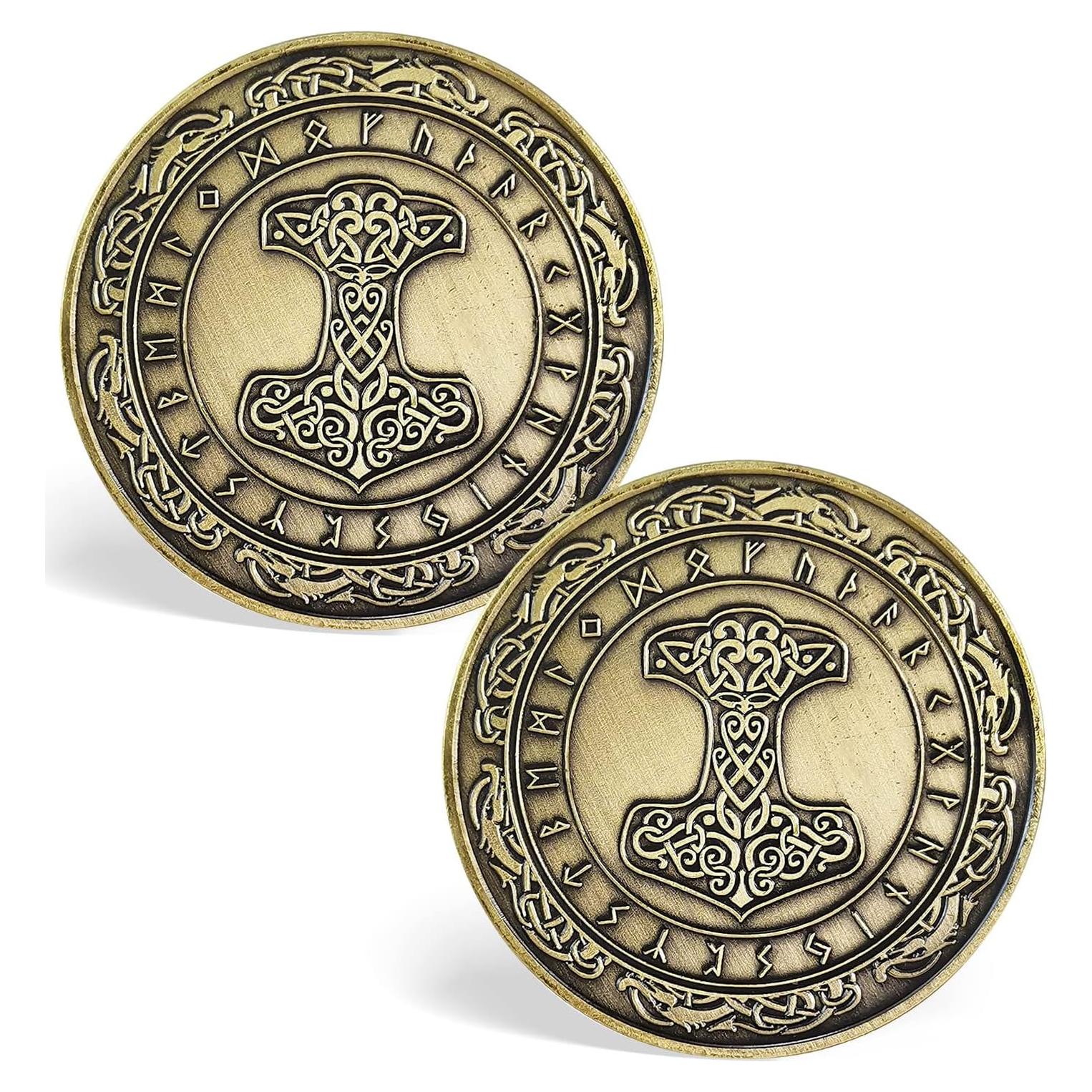 Moneda Martillo de Thor Vikingo CHURYUML 40mm Latón