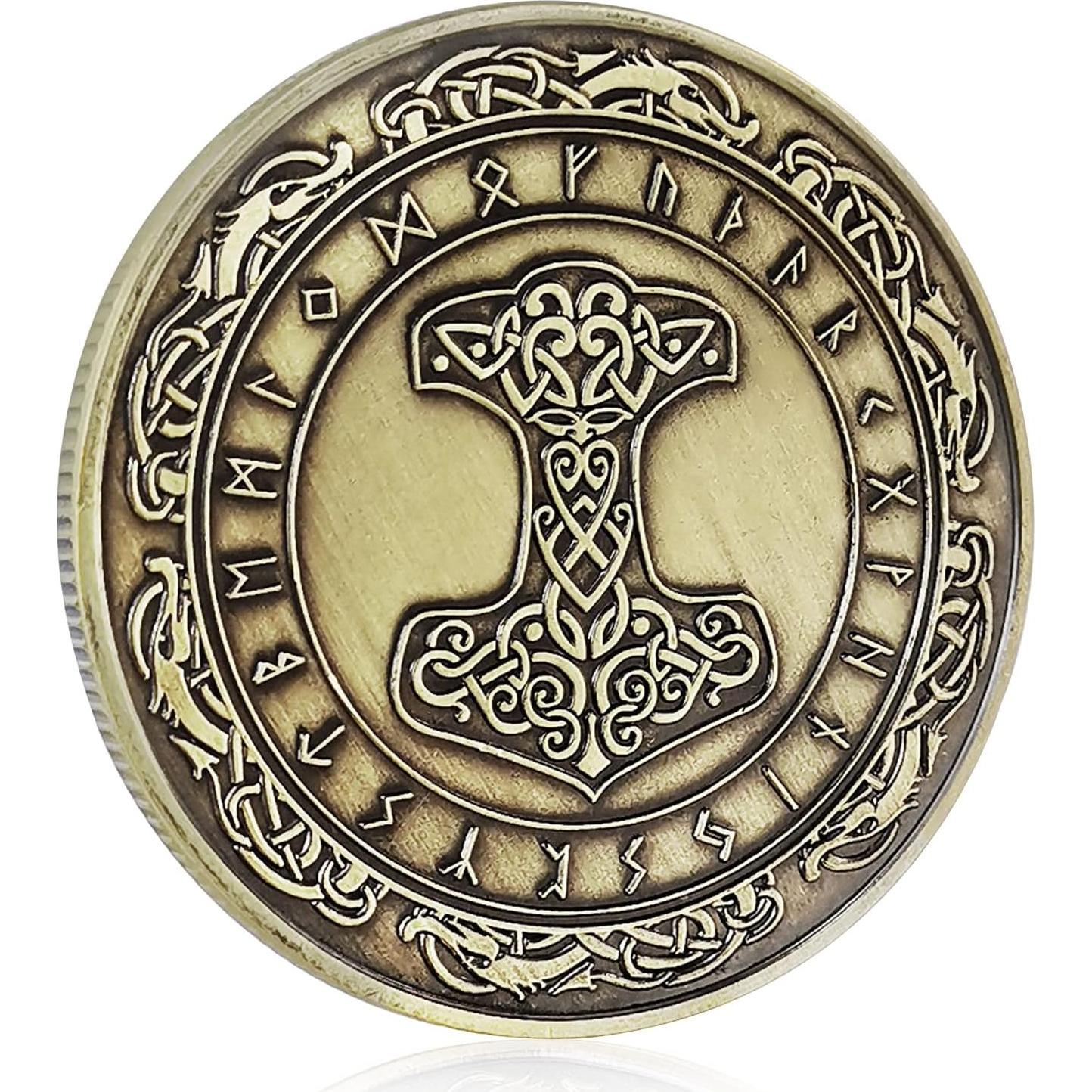 Moneda Martillo de Thor Vikingo CHURYUML 40mm Latón