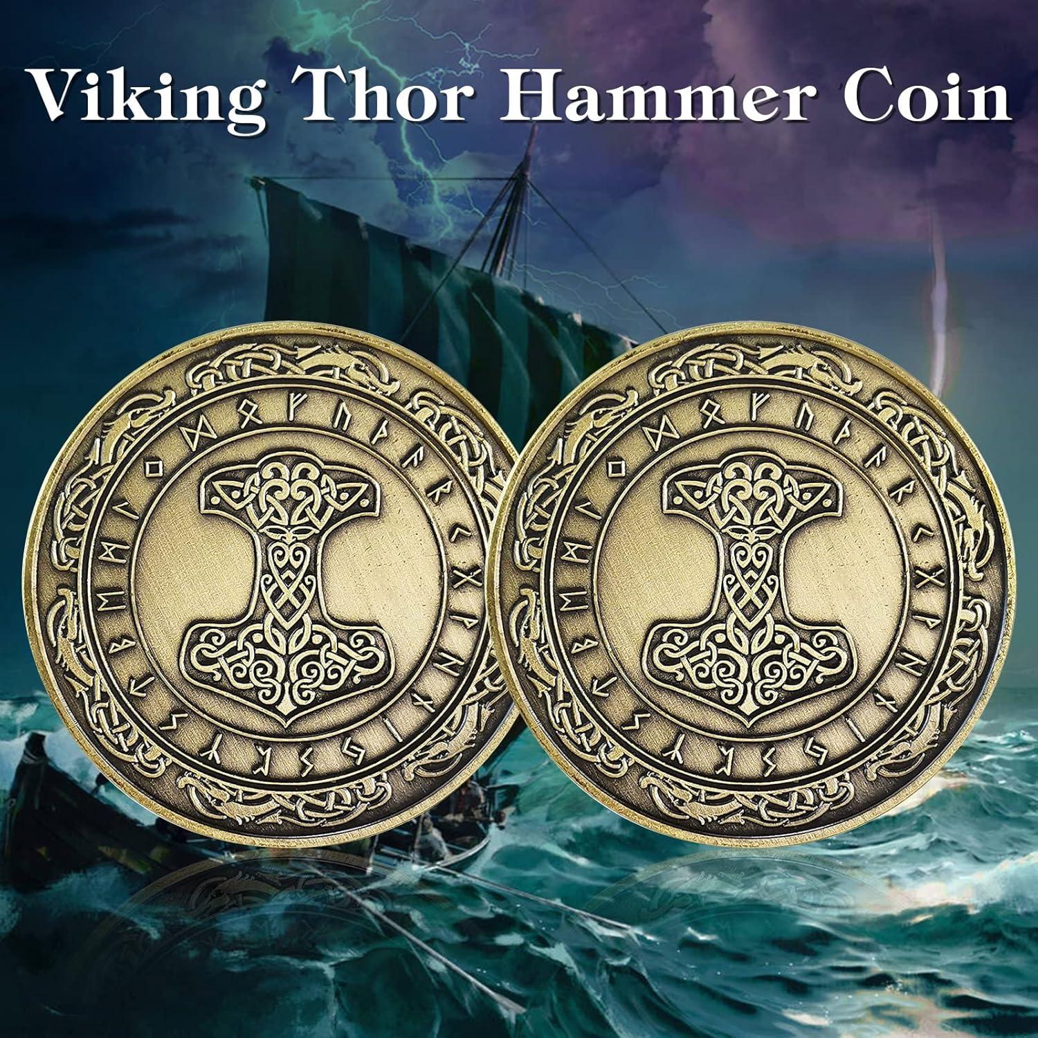 Moneda Martillo de Thor Vikingo CHURYUML 40mm Latón