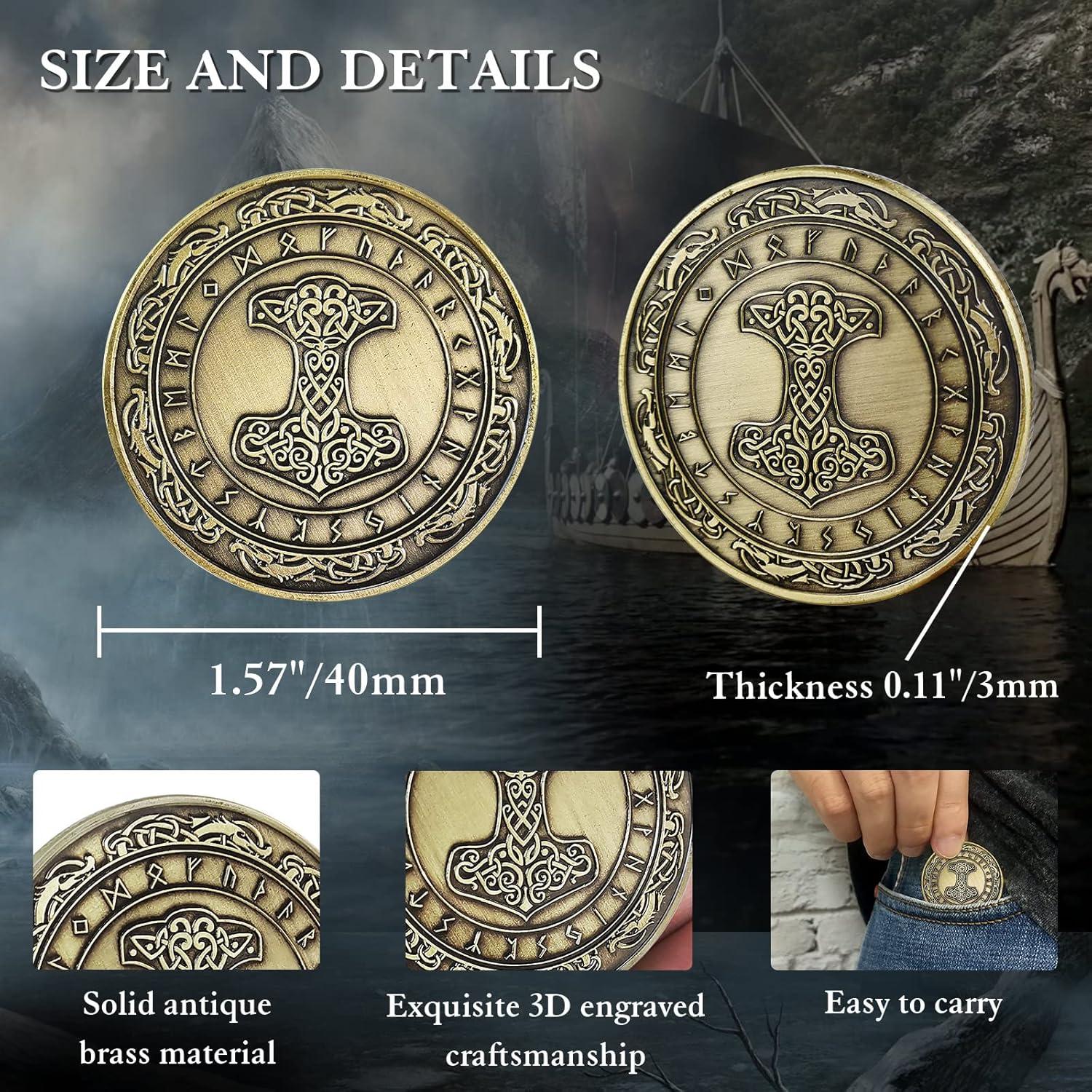 Moneda Martillo de Thor Vikingo CHURYUML 40mm Latón