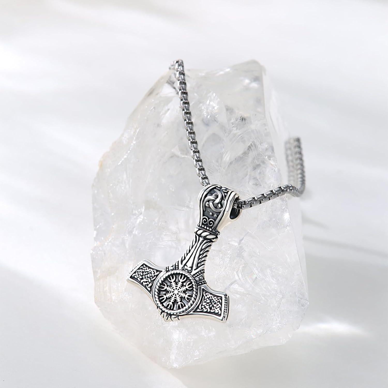 Collar Martillo de Thor 925 Plata Esterlina Mjolnir 22"+2"