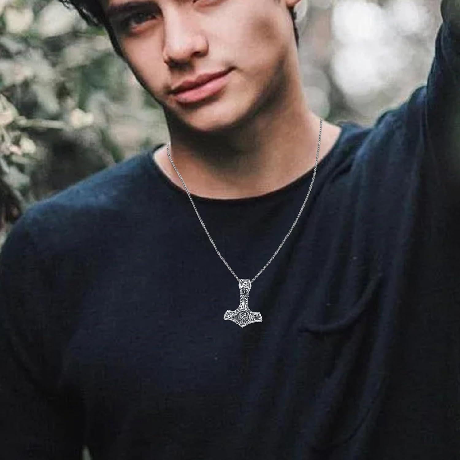 Collar Martillo de Thor 925 Plata Esterlina Mjolnir 22"+2"