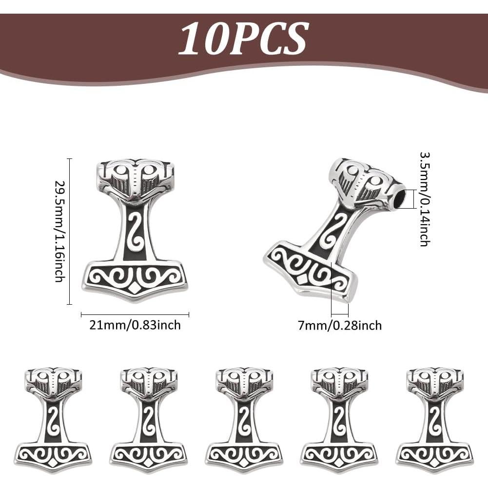 Colgantes Martillo de Thor Acero Inoxidable UNICRAFTALE 10 Piezas