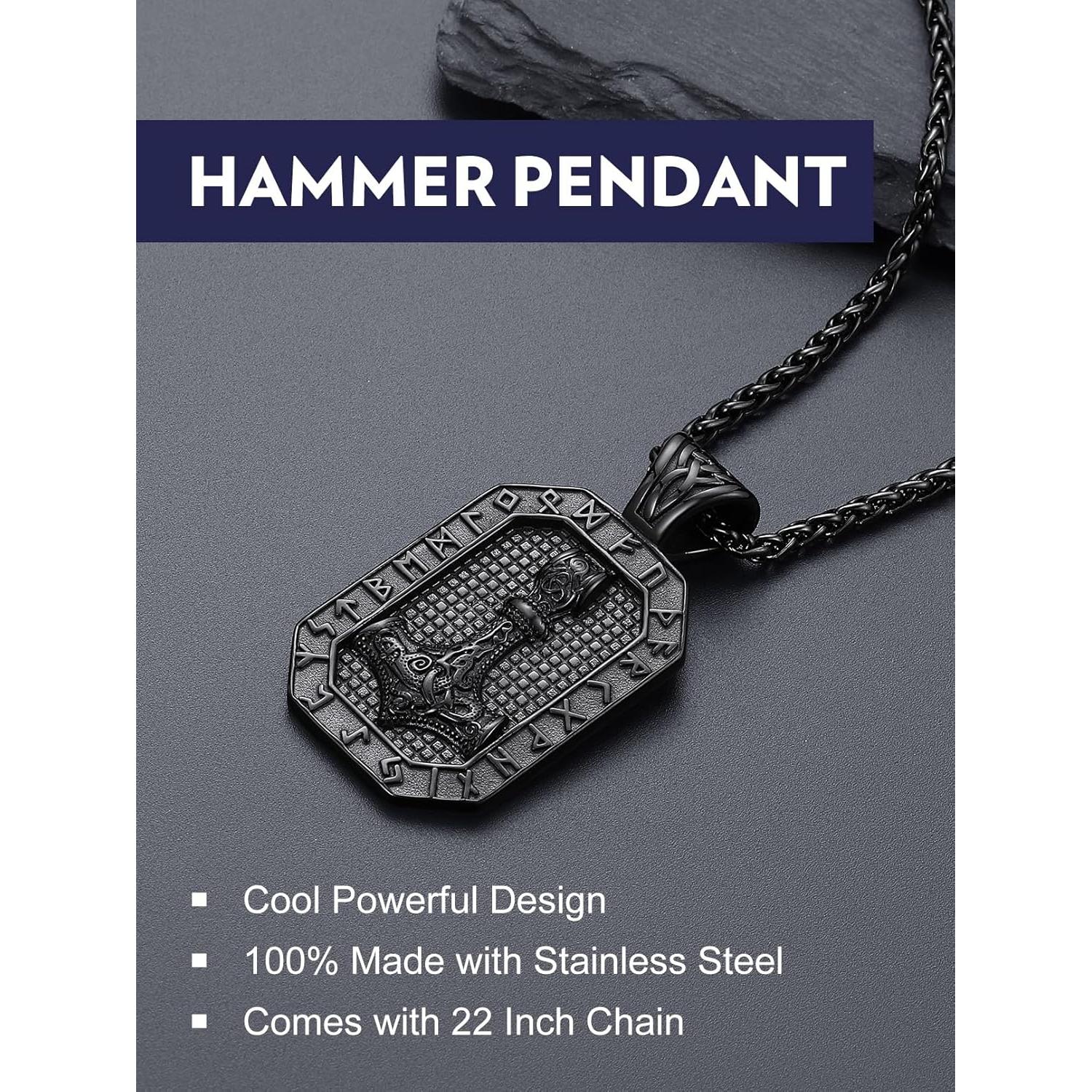 Collar de Péndulo Viking Bandmax con Martillo de Thor 51.5mm