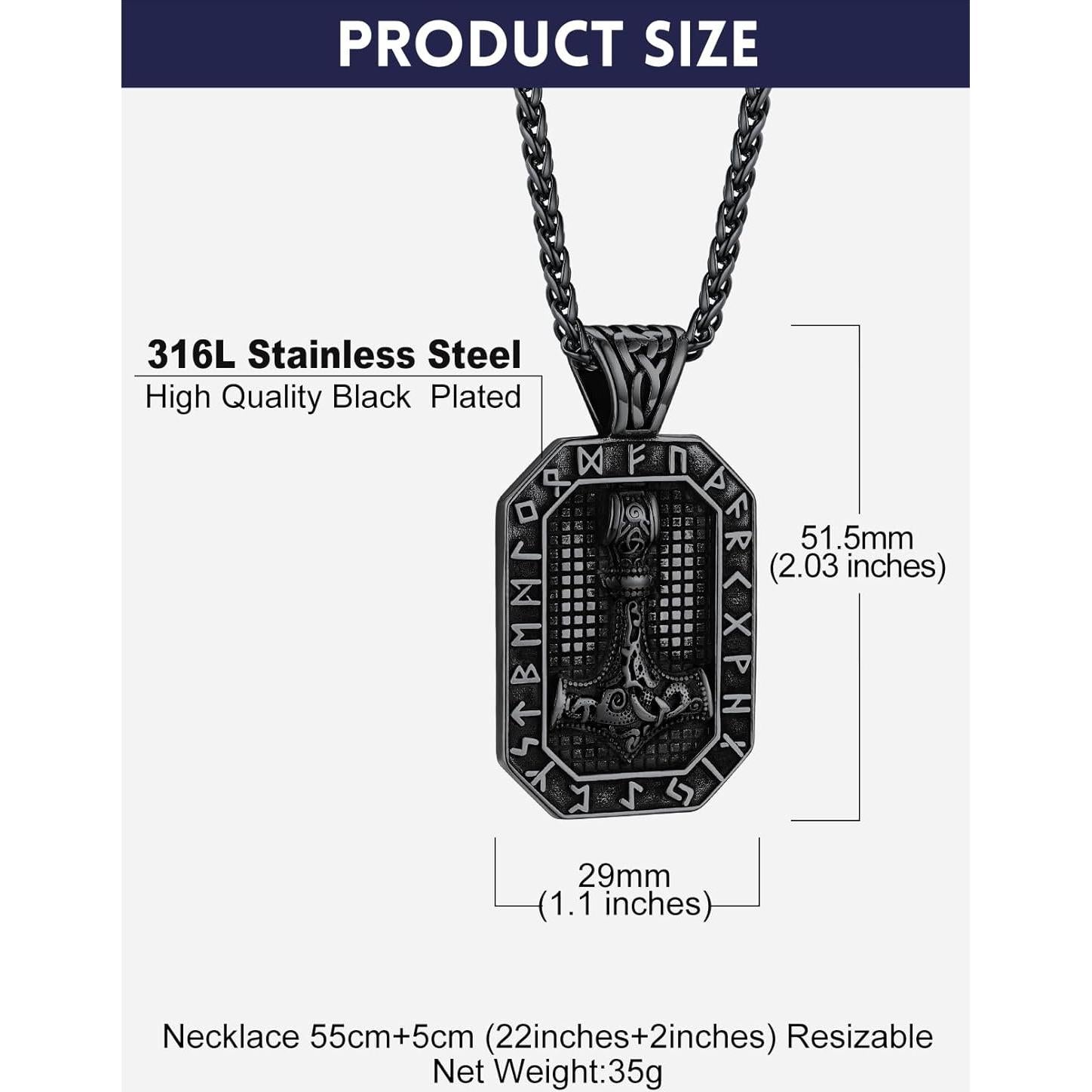 Collar de Péndulo Viking Bandmax con Martillo de Thor 51.5mm
