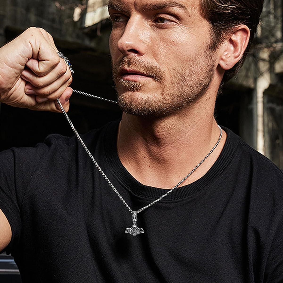 Collar Martillo de Thor PROESS Plata Esterlina Lobo 55.88cm