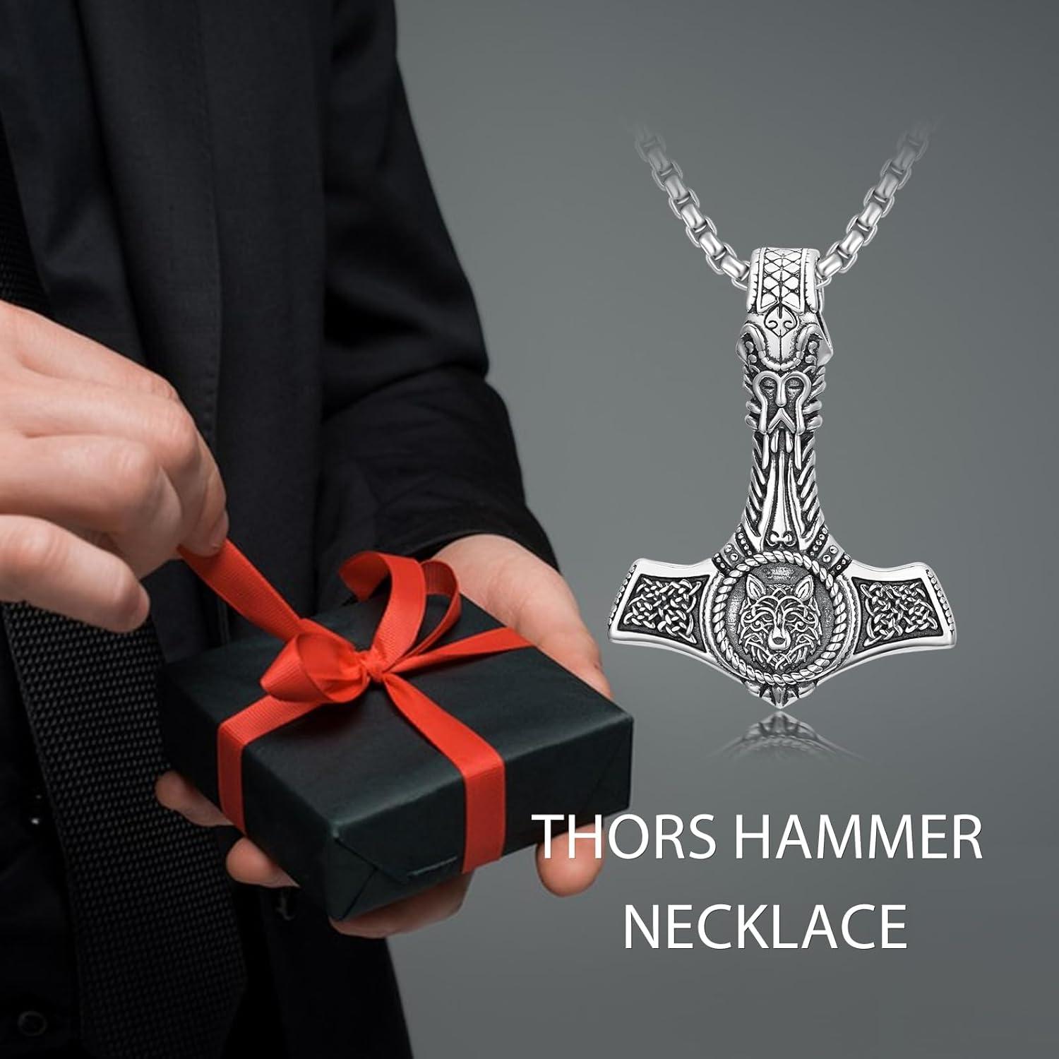 Collar Martillo de Thor PROESS Plata Esterlina Lobo 55.88cm
