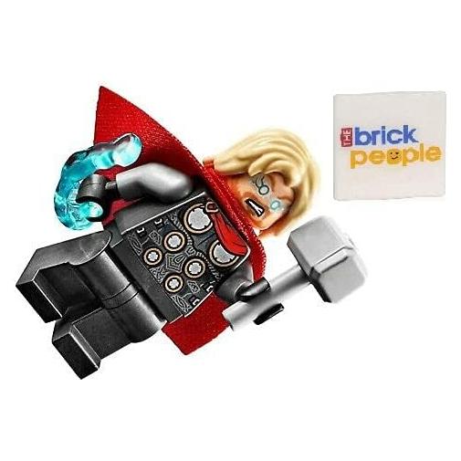 Minifigura LEGO Thor con Martillo Mjolnir y Rayo