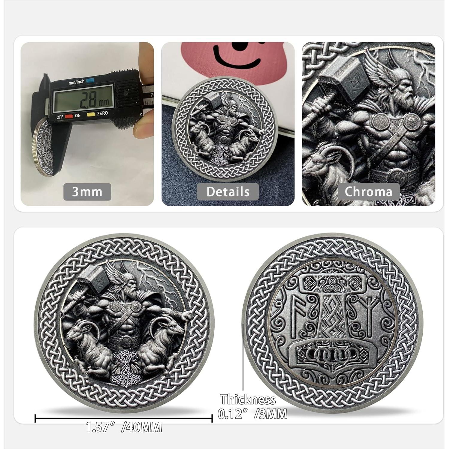 Moneda Conmemorativa Thor Viking Imasoner - 40x3mm, 30g