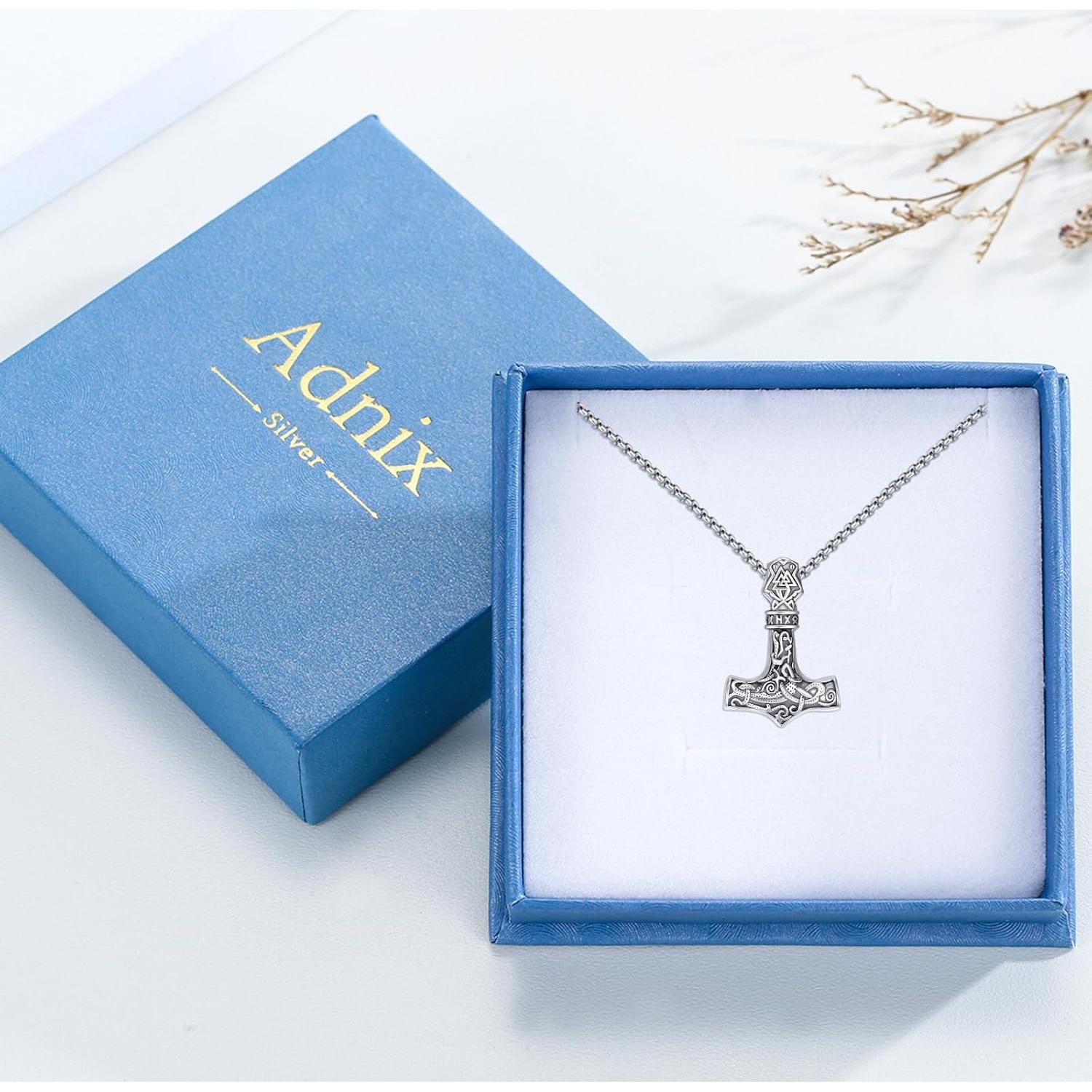 Collar Vikingo de Plata Esterlina 925 con Martillo de Thor