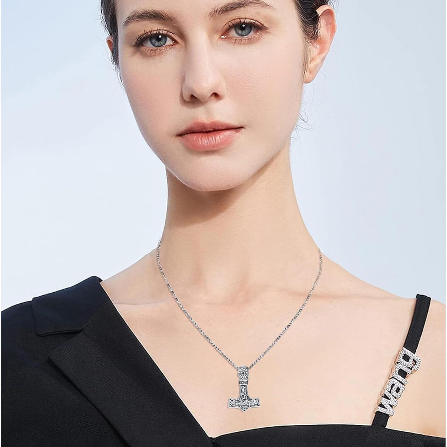 Collar Vikingo de Plata Esterlina 925 con Martillo de Thor