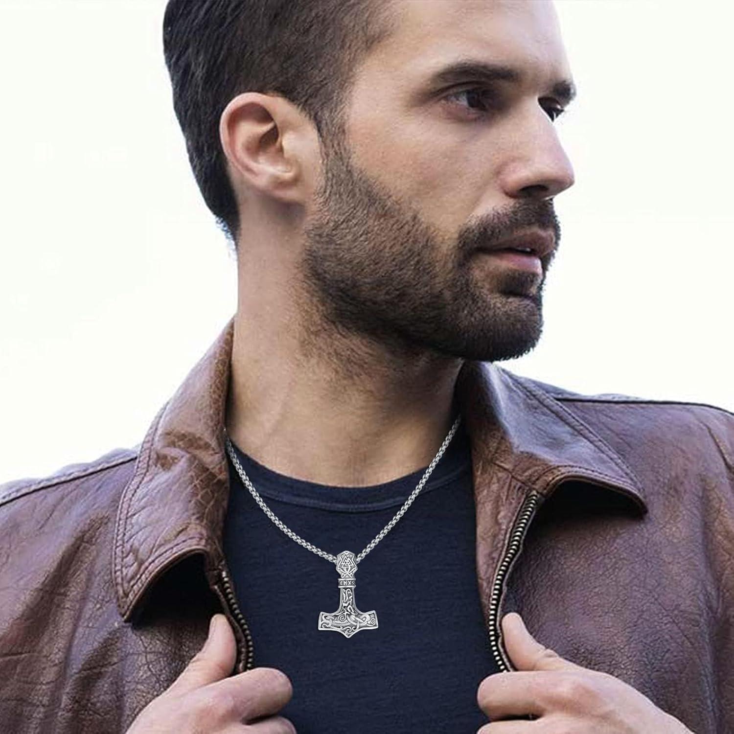 Collar Vikingo de Plata Esterlina 925 con Martillo de Thor