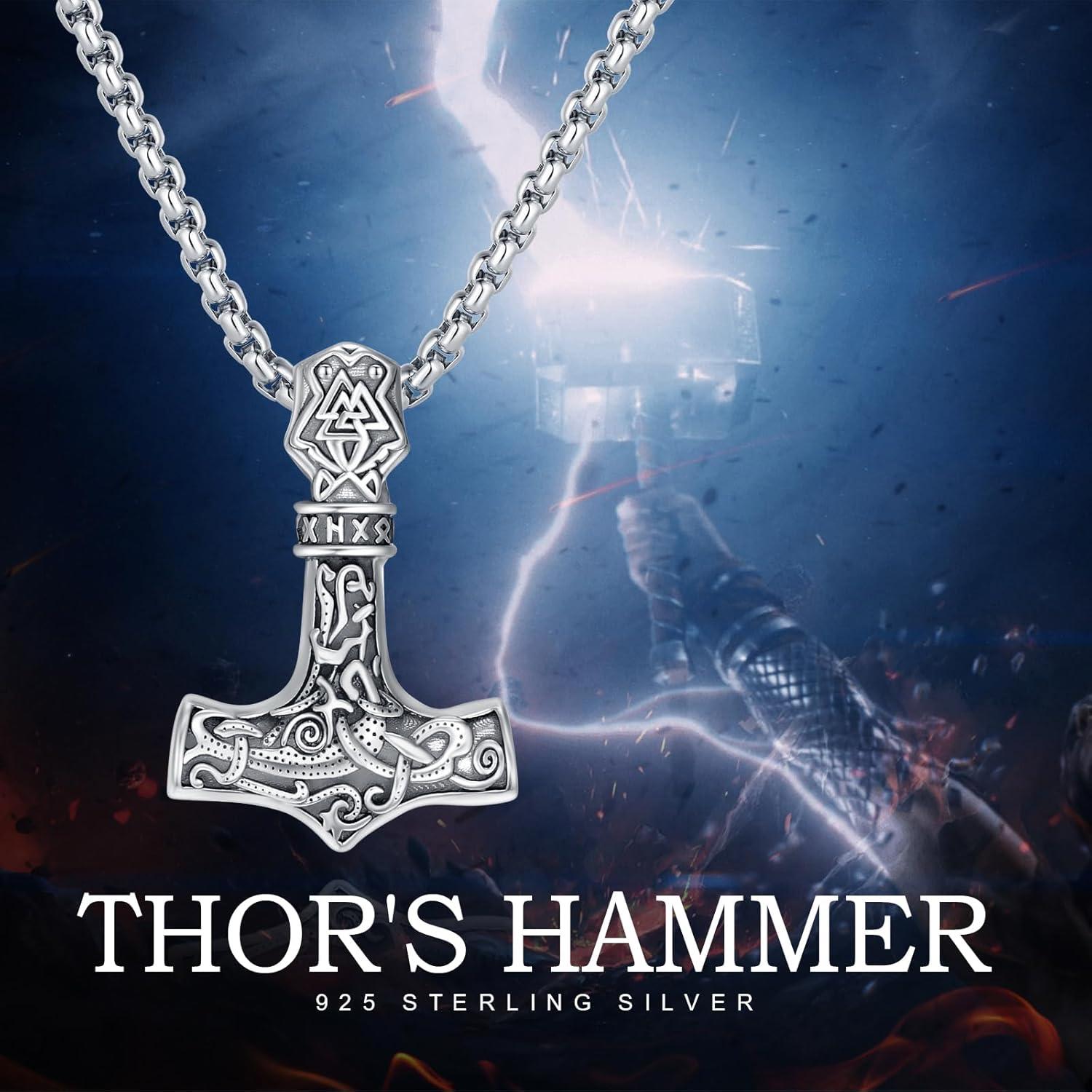 Collar Vikingo de Plata Esterlina 925 con Martillo de Thor