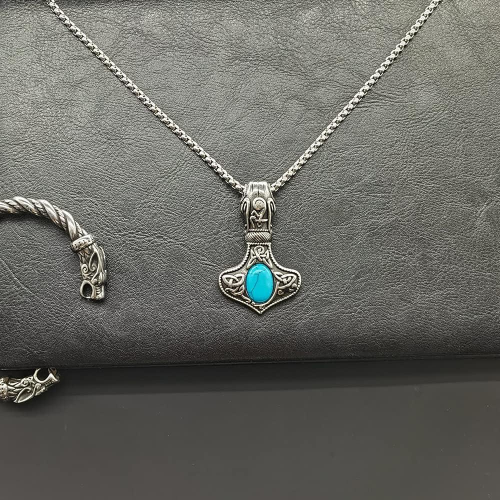 Collar Vikingos Martillo de Thor con Turquesa - Turtledove