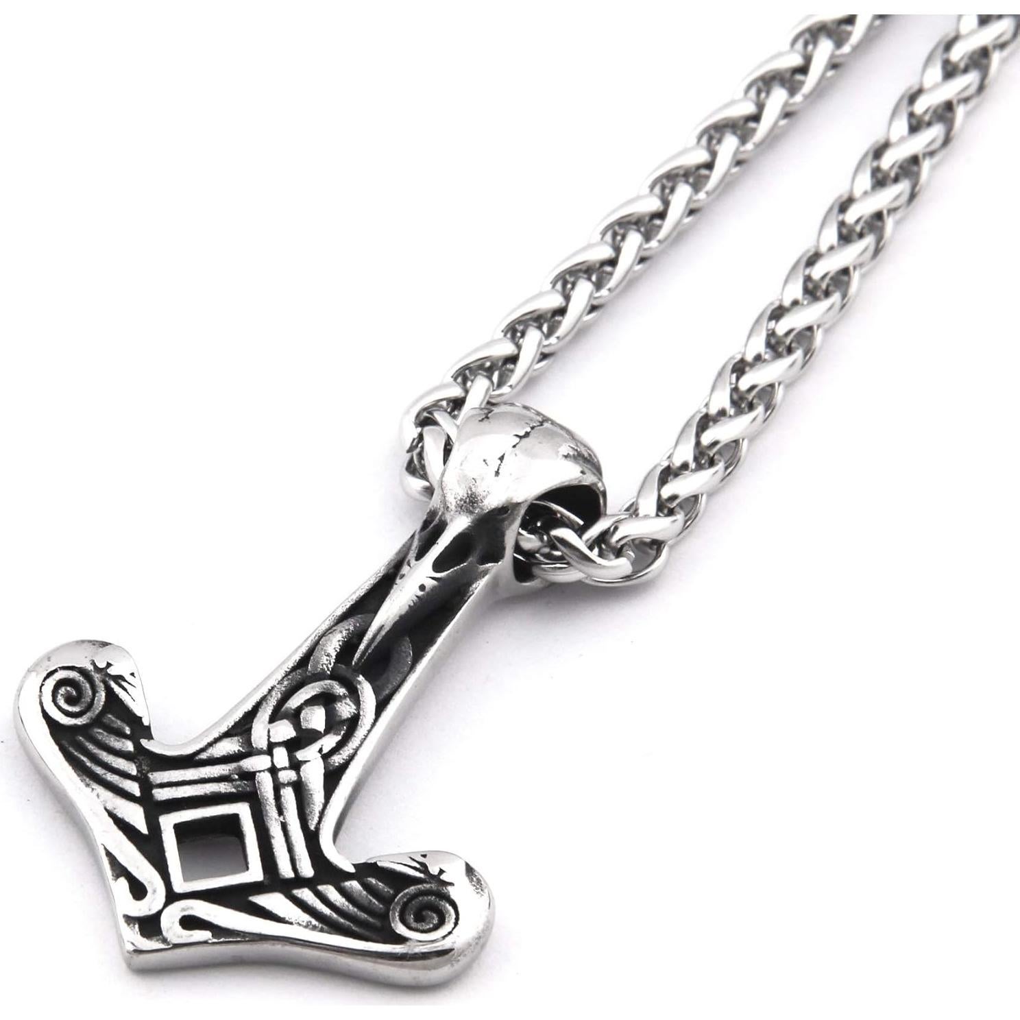 Collar Vikingo de Acero Inoxidable GUNGNEER Martillo Thor 71cm
