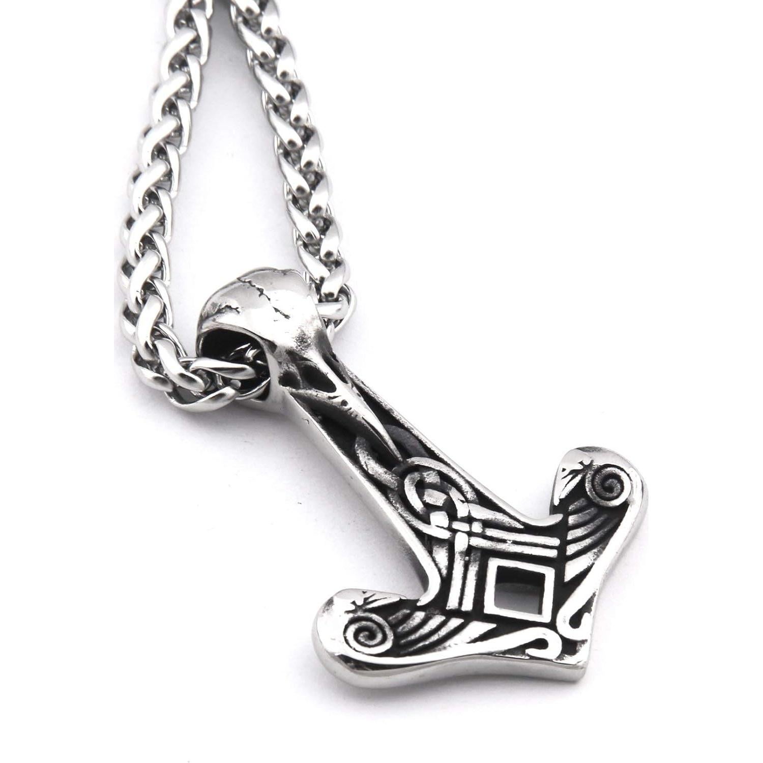Collar Vikingo de Acero Inoxidable GUNGNEER Martillo Thor 71cm