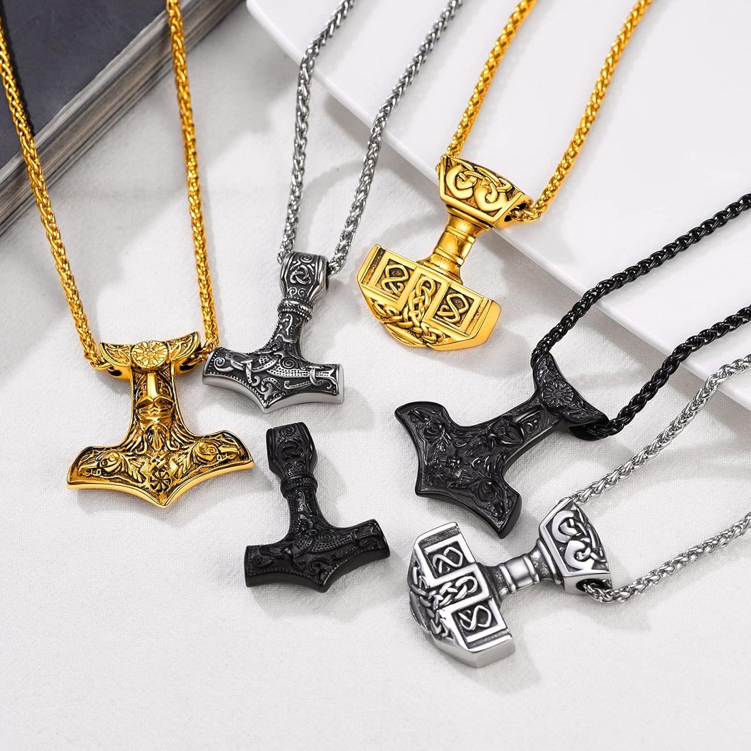 Collar Colgante U7 Martillo de Thor Acero Inoxidable 55.88 cm