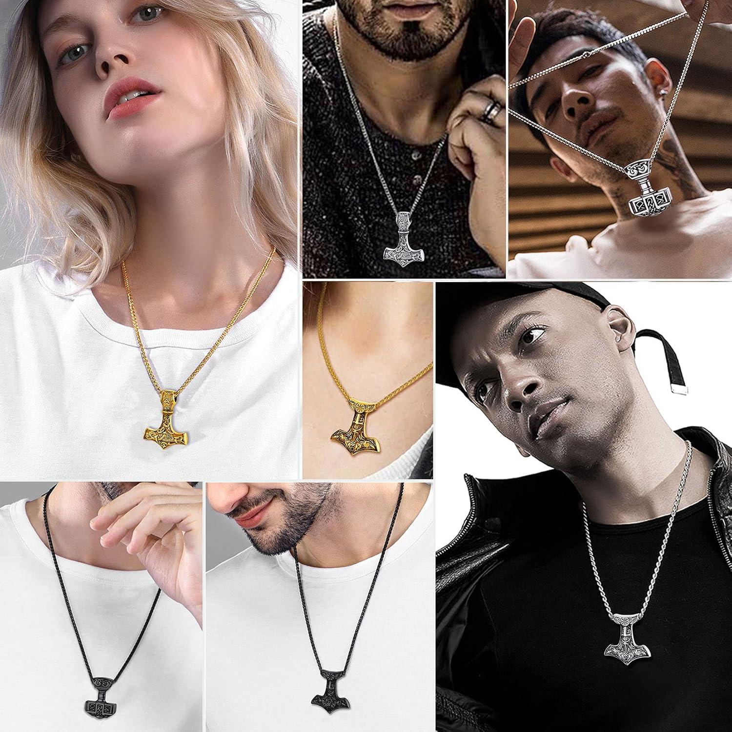 Collar Colgante U7 Martillo de Thor Acero Inoxidable 55.88 cm