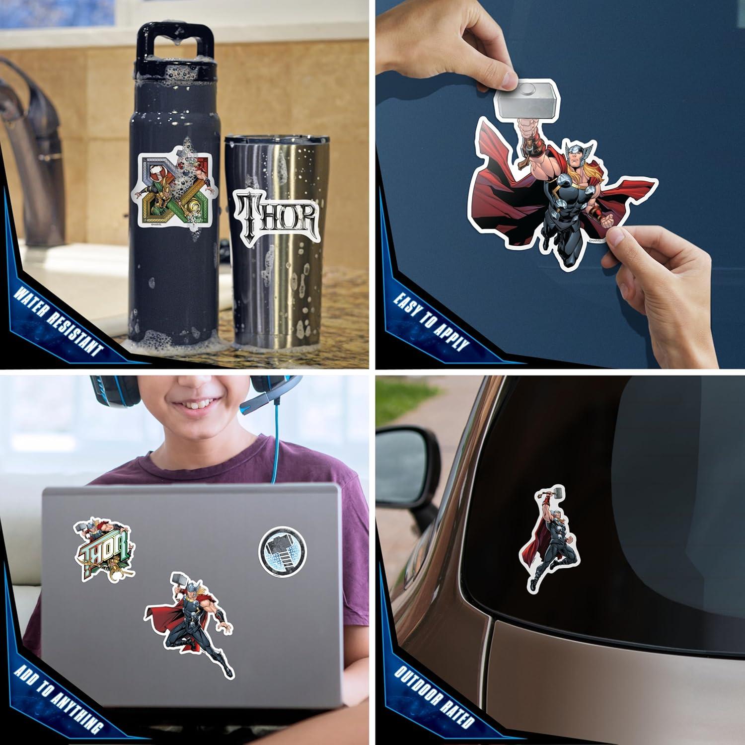 Set de 9 Calcomanías de Vinilo Thor - Stickers Marvel Resistentes