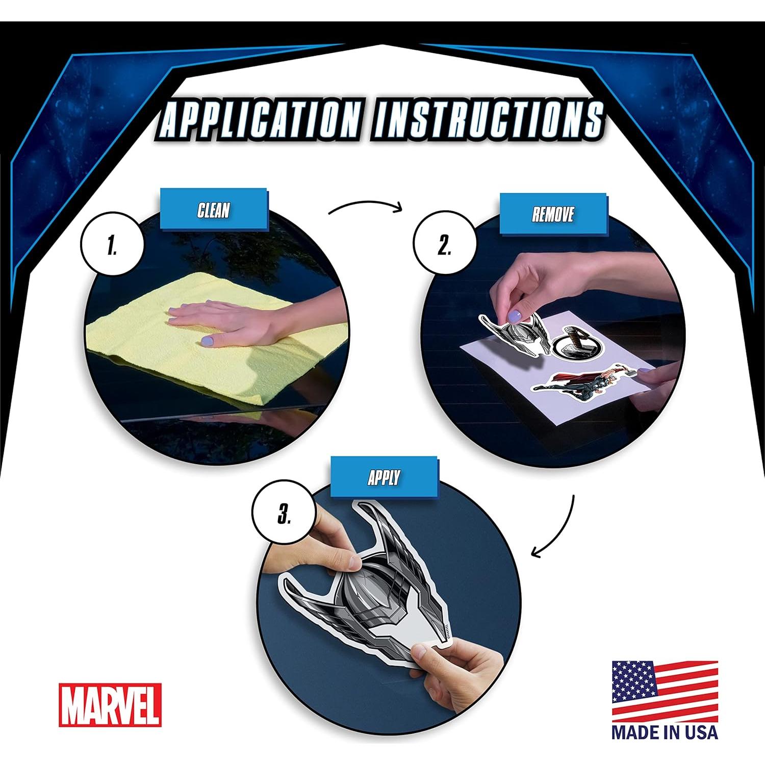 Set de 9 Calcomanías de Vinilo Thor - Stickers Marvel Resistentes