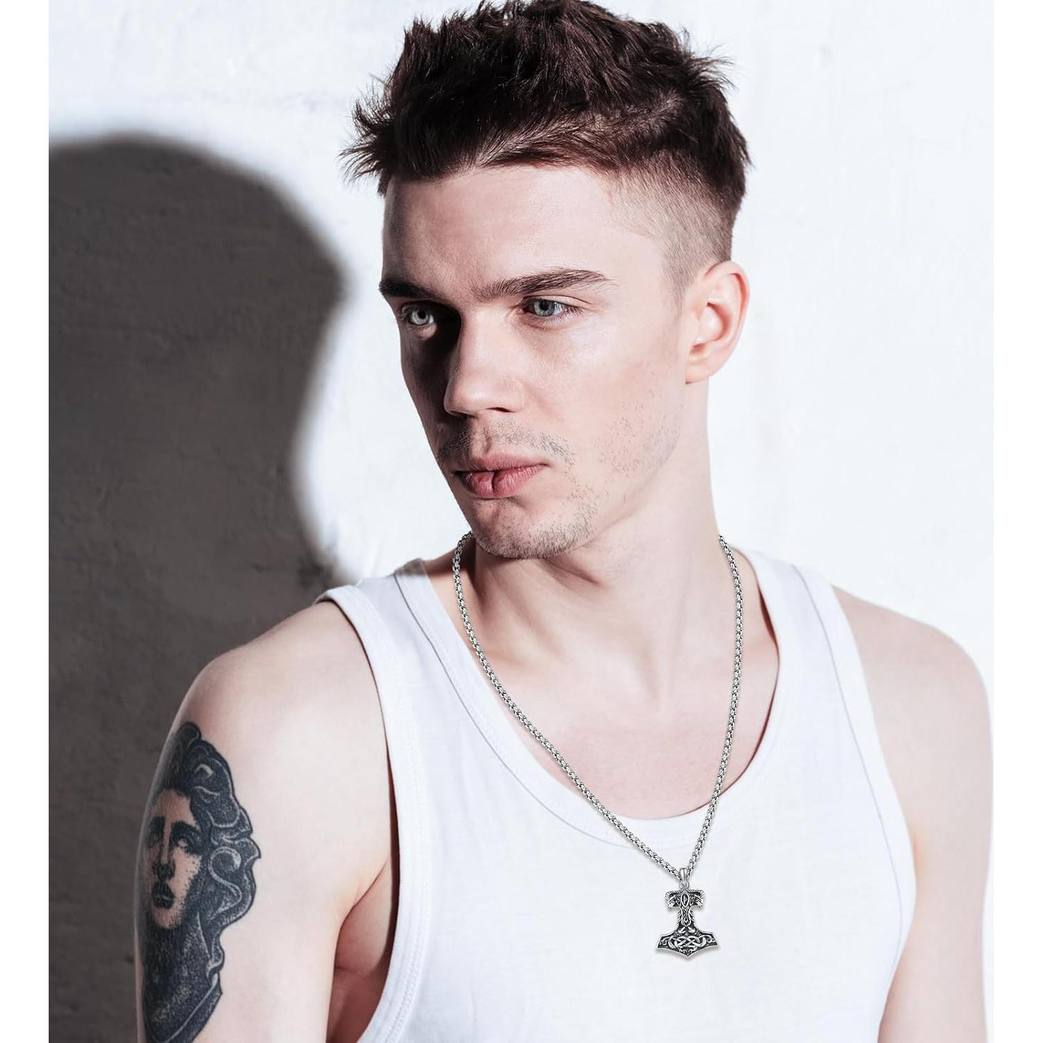 Collar de Martillo de Thor Mjolnir Plata Esterlina 925 Hombres