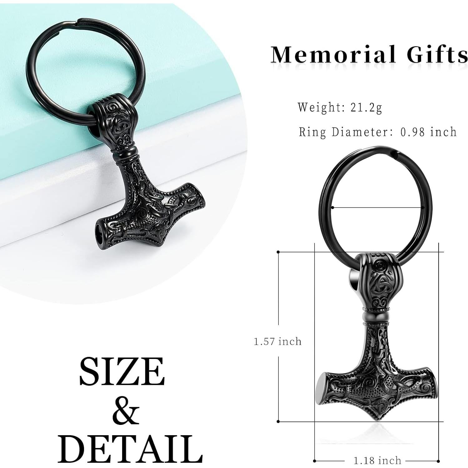 Collar Urna Mjolnir Thor Acero Inoxidable 3x4 cm para Cenizas