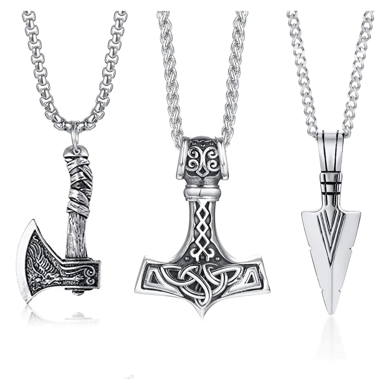 Collar Vikingo 3 Pcs VNOX - Amuletos Nórdicos para Hombres