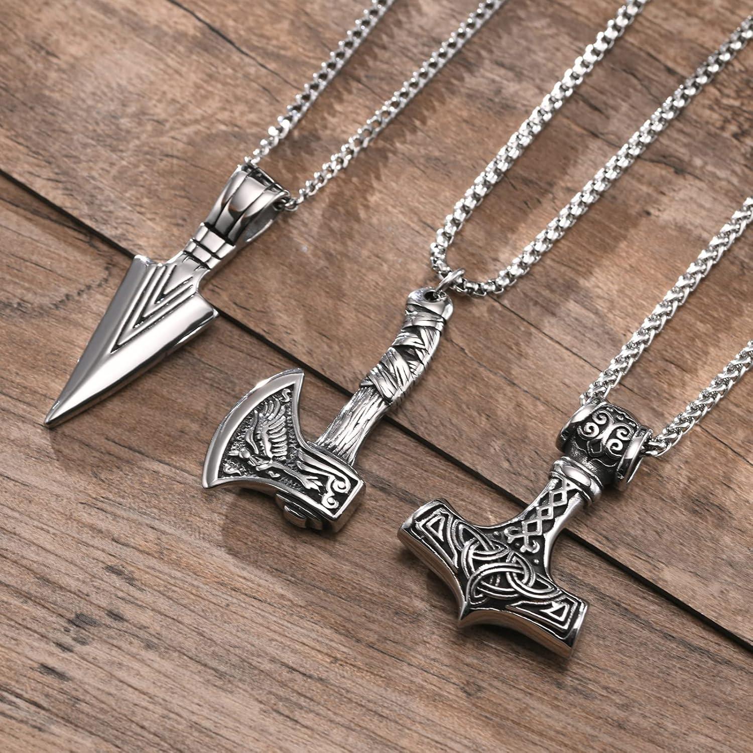 Collar Vikingo 3 Pcs VNOX - Amuletos Nórdicos para Hombres
