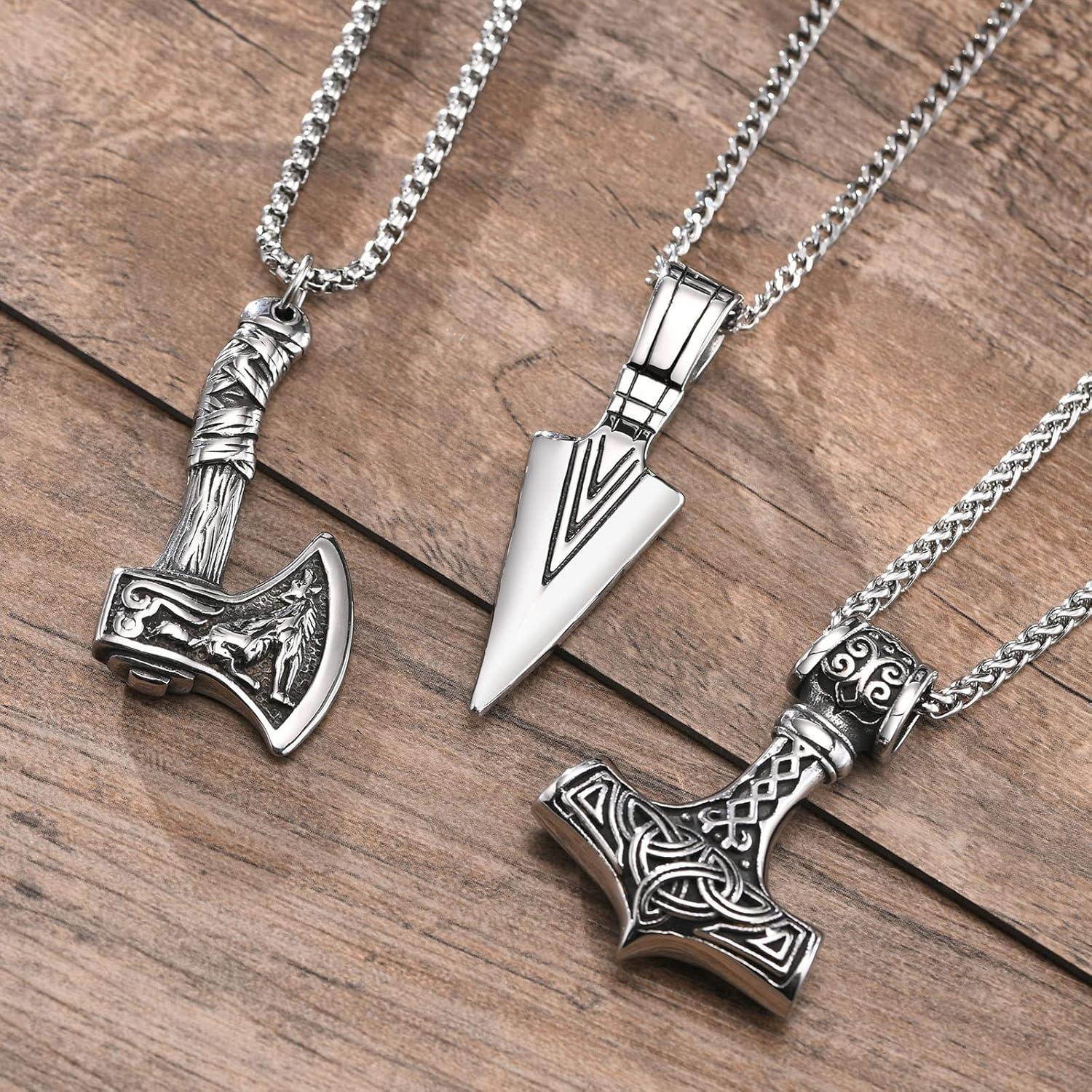 Collar Vikingo 3 Pcs VNOX - Amuletos Nórdicos para Hombres