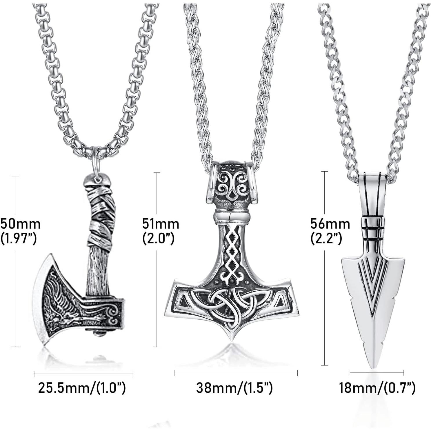 Collar Vikingo 3 Pcs VNOX - Amuletos Nórdicos para Hombres