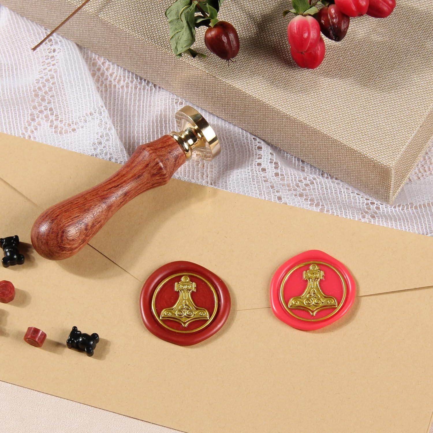 Sello de Cera Vegvisir Viking con Mango de Martillo de Thor