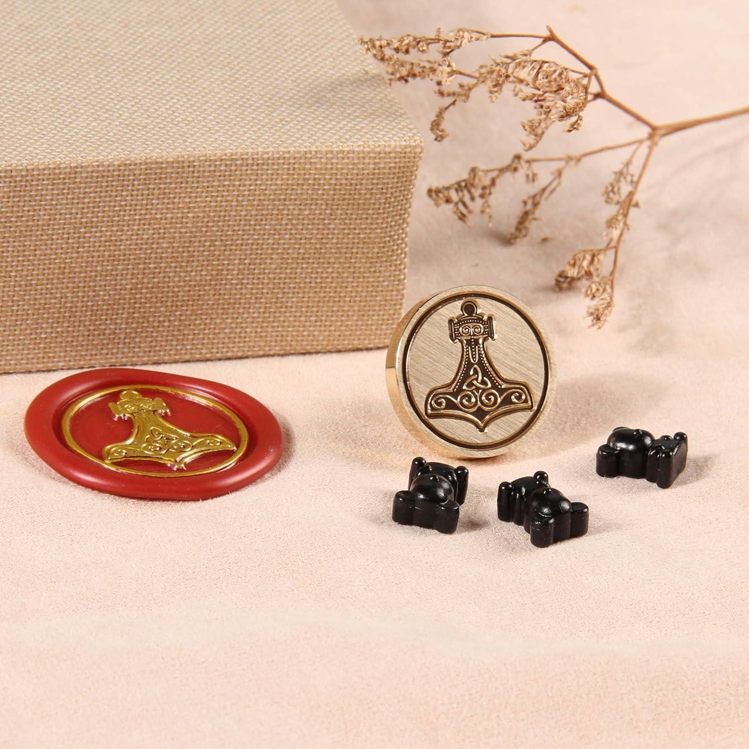 Sello de Cera Vegvisir Viking con Mango de Martillo de Thor