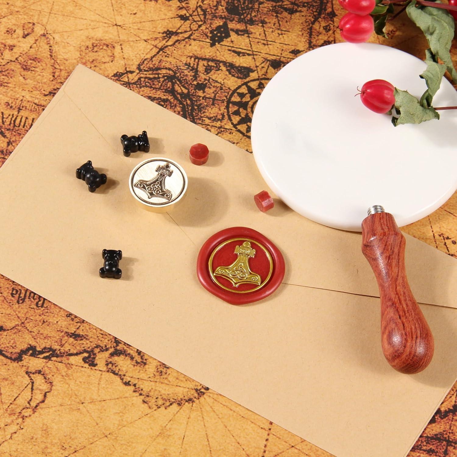 Sello de Cera Vegvisir Viking con Mango de Martillo de Thor