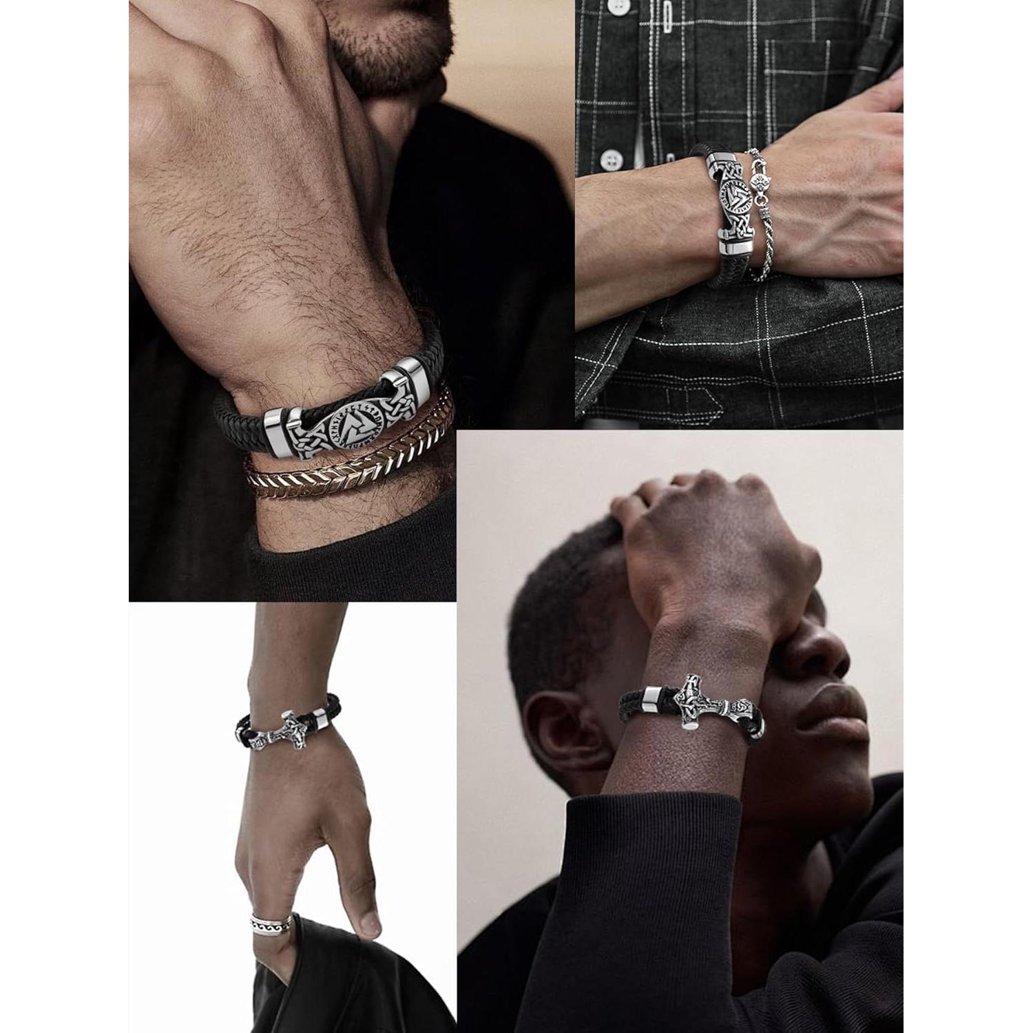 Pulsera Vikinga de Cuero con Martillo de Thor - Joyas Hoyazvet