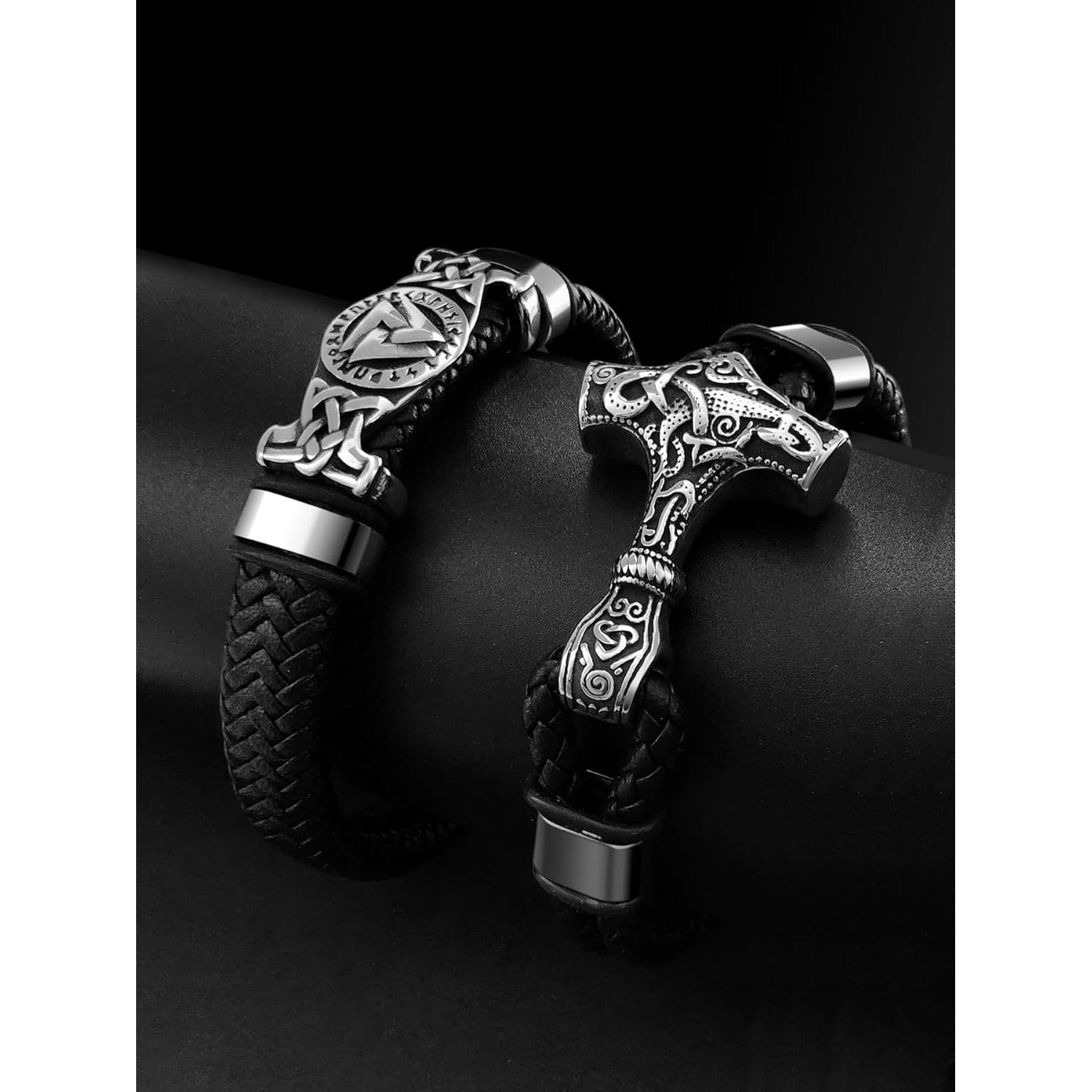 Pulsera Vikinga de Cuero con Martillo de Thor - Joyas Hoyazvet