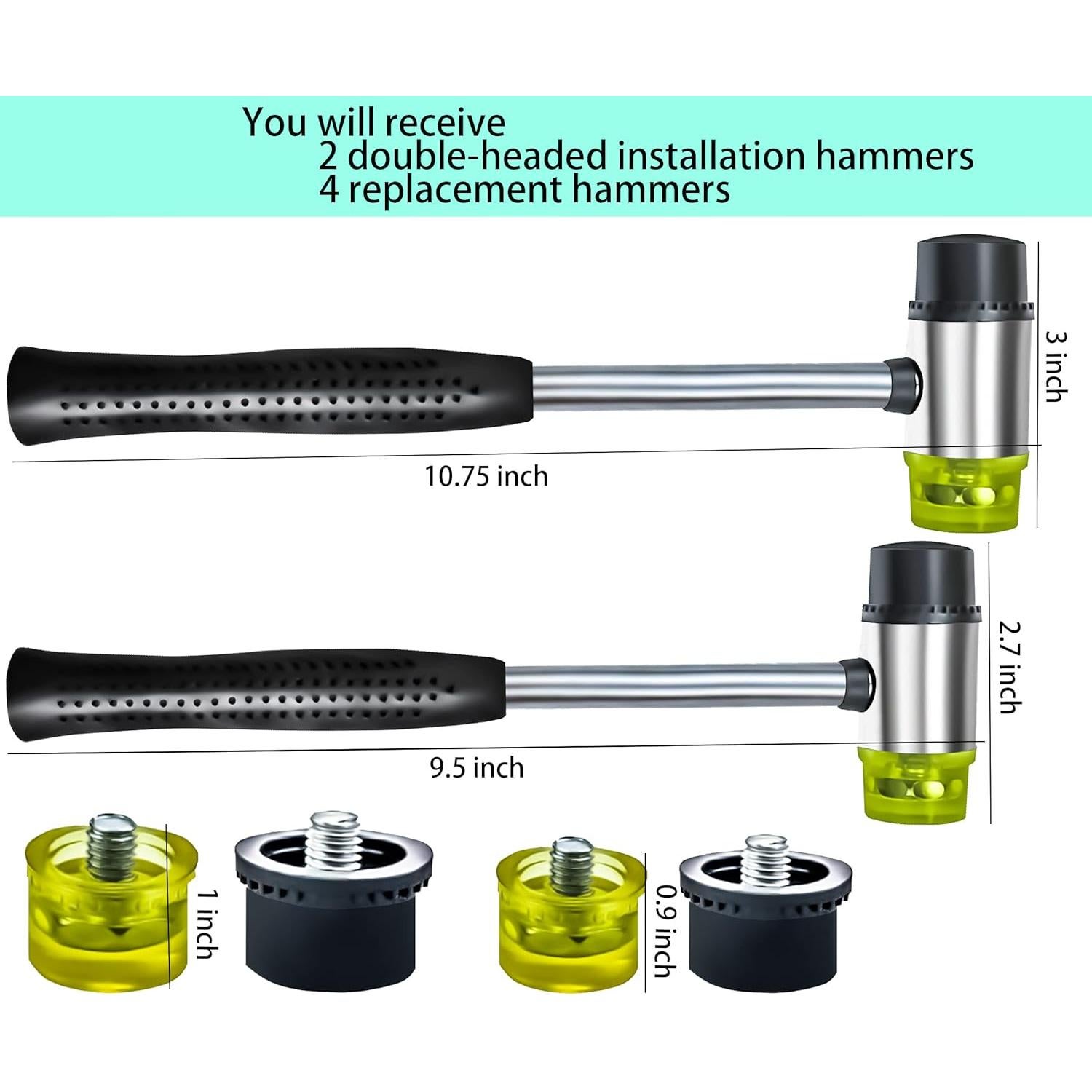 Martillo Doble MotBach 2 Pack con Cabezas Reemplazables 25mm 35mm