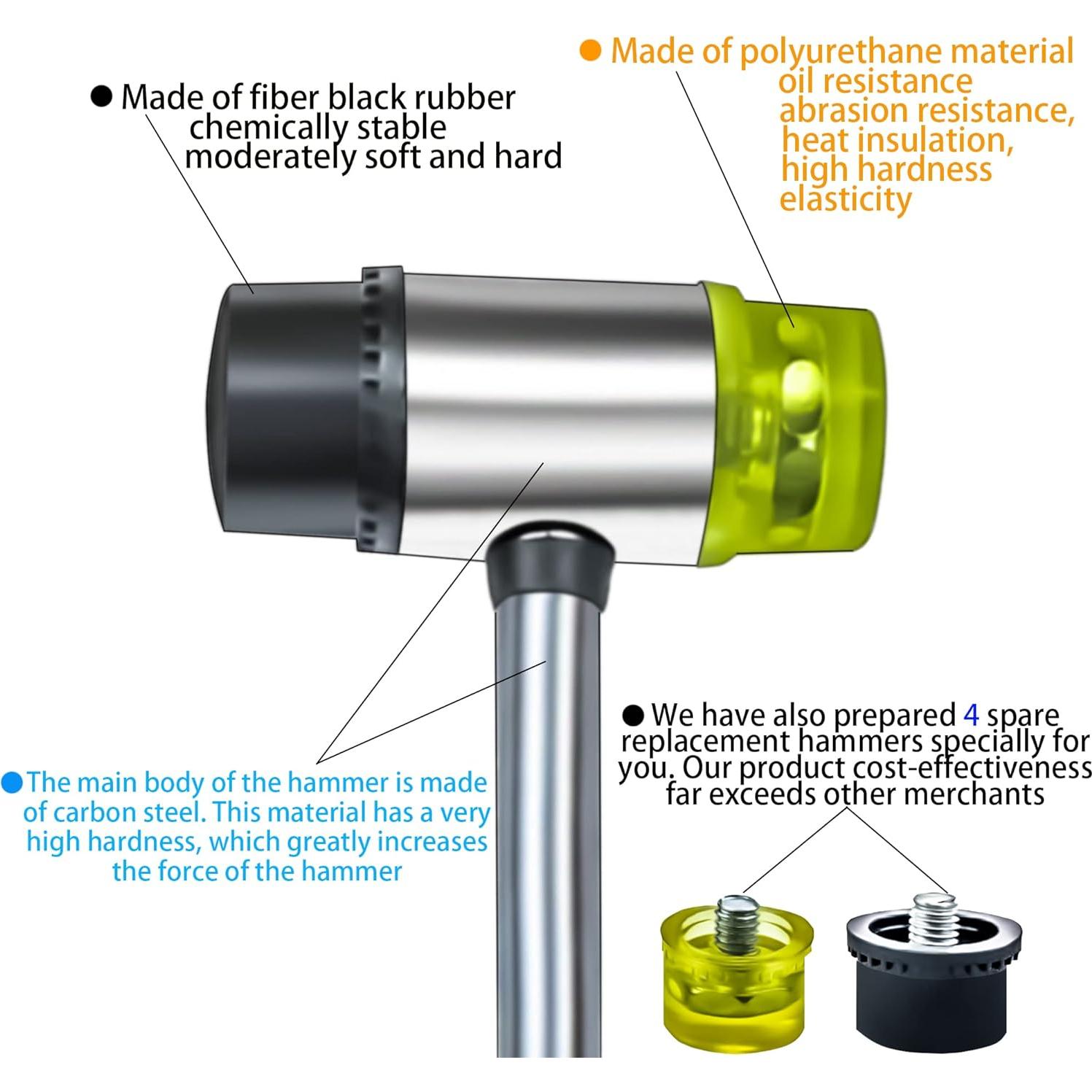 Martillo Doble MotBach 2 Pack con Cabezas Reemplazables 25mm 35mm