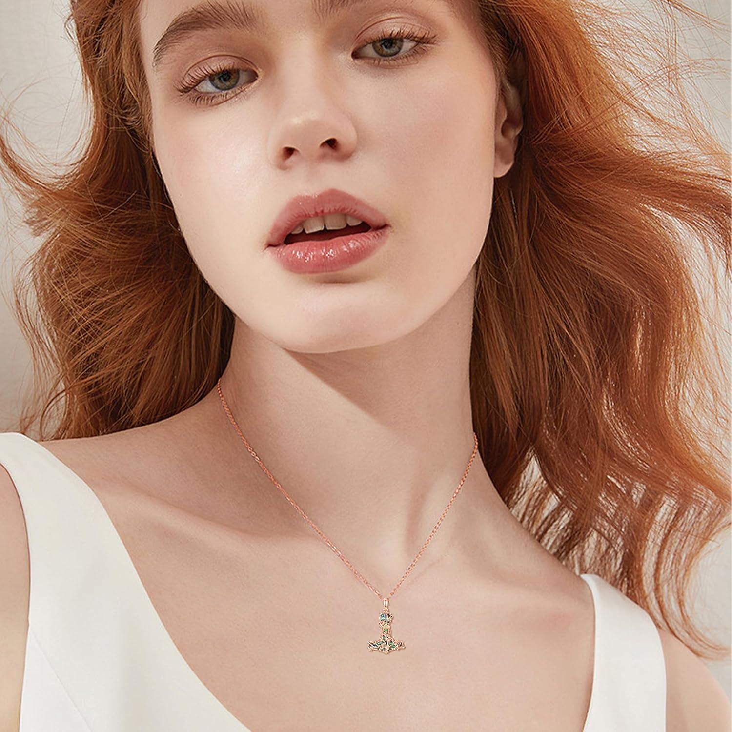 Collar Martillo de Thor Plata Esterlina Mjolnir Árbol de la Vida