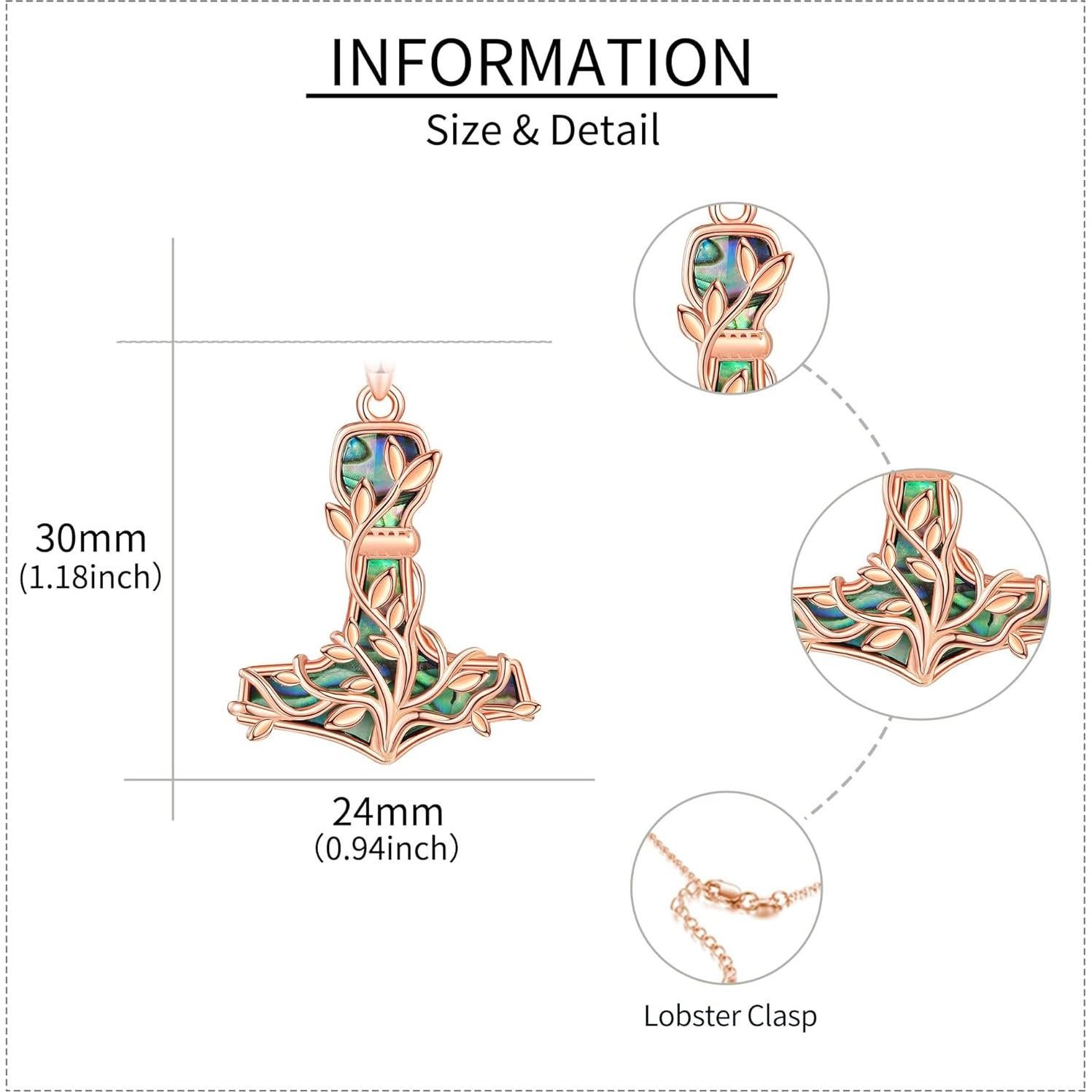 Collar Martillo de Thor Plata Esterlina Mjolnir Árbol de la Vida