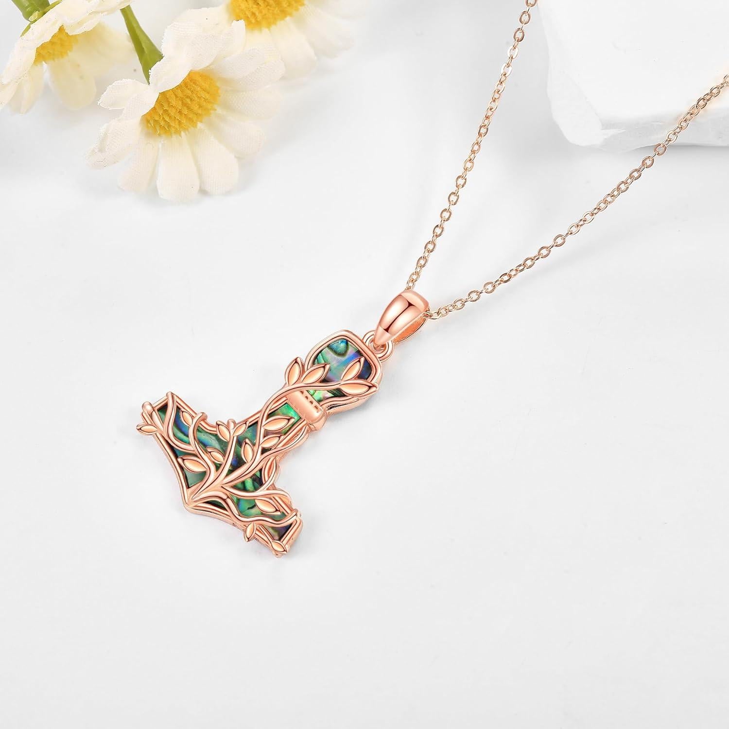 Collar Martillo de Thor Plata Esterlina Mjolnir Árbol de la Vida