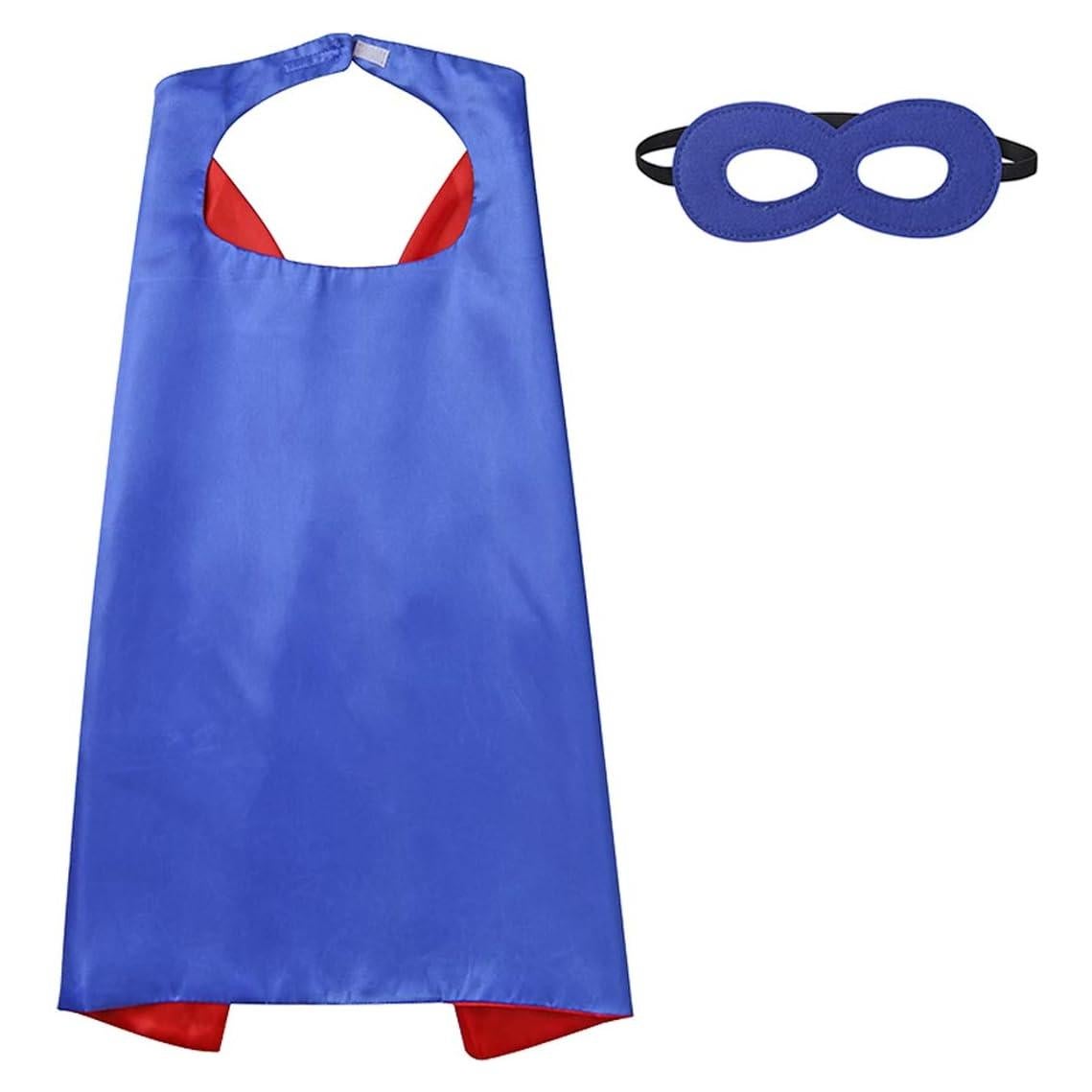 Capa de Superhéroe Azul Diffly con Máscara para Niños 70x70cm