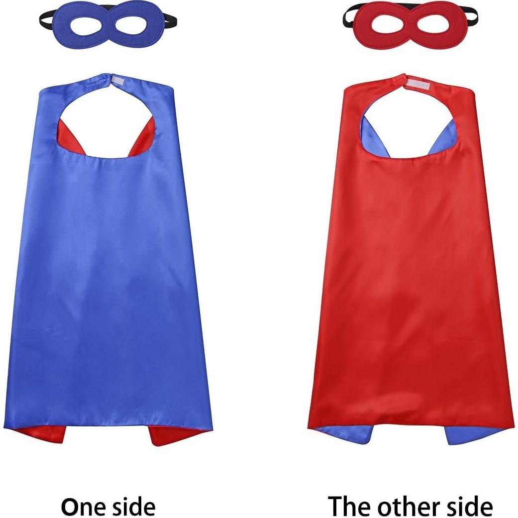 Capa de Superhéroe Azul Diffly con Máscara para Niños 70x70cm