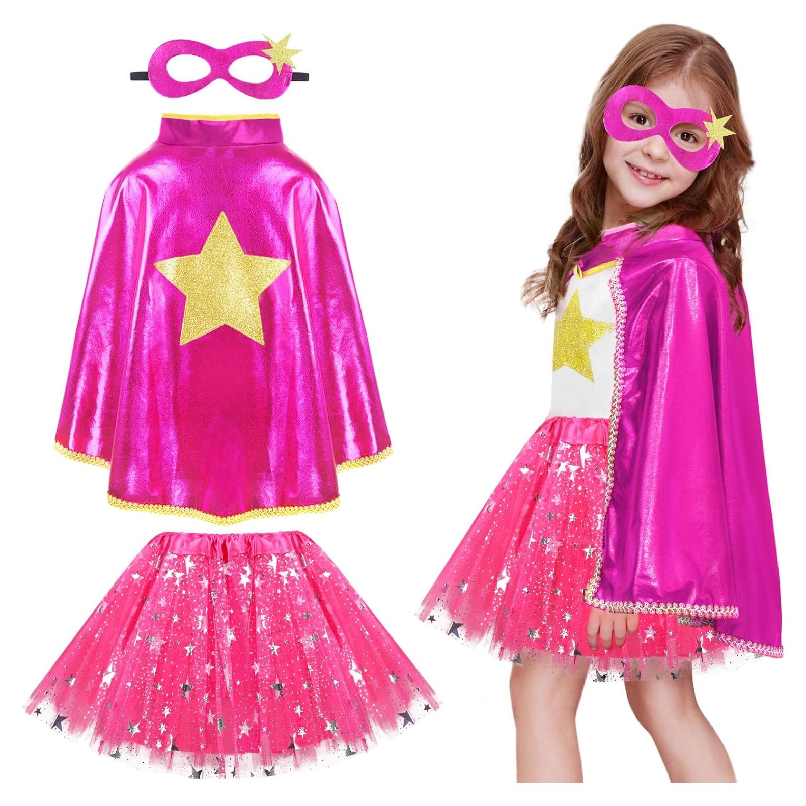 Disfraz de Superhéroe para Niñas iROLEWIN - Capa Arcoíris y Tutú