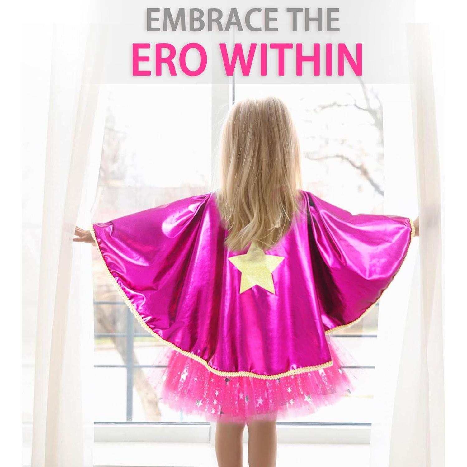 Disfraz de Superhéroe para Niñas iROLEWIN - Capa Arcoíris y Tutú