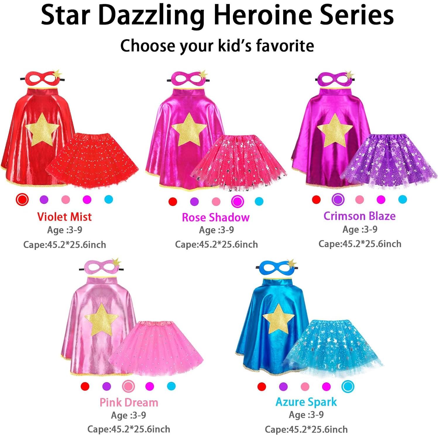 Disfraz de Superhéroe para Niñas iROLEWIN - Capa Arcoíris y Tutú