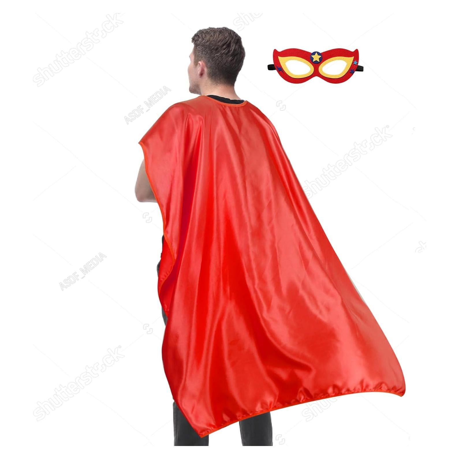 Capa y Máscara de Superhéroe D.Q.Z para Adultos - Rojo