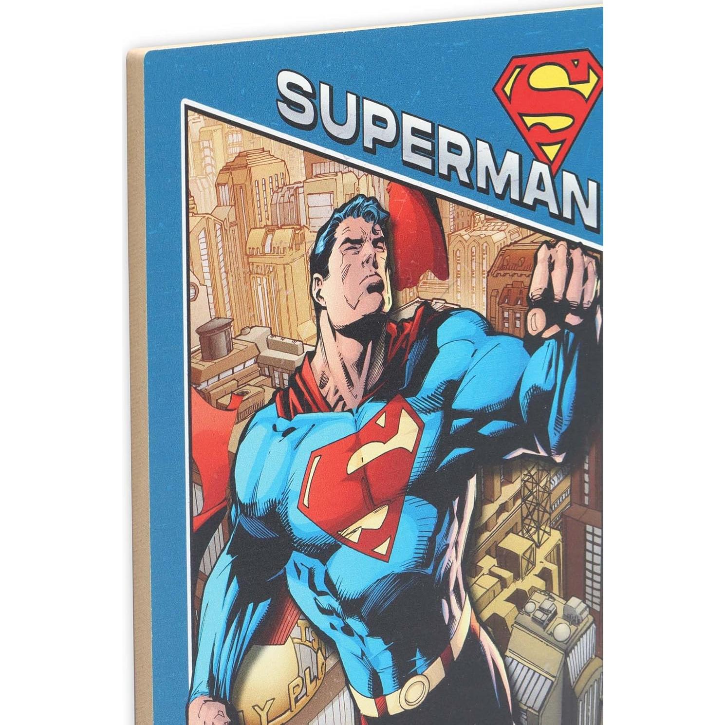 Cartel de Madera Superman Open Road Brands 19x28 cm Vintage