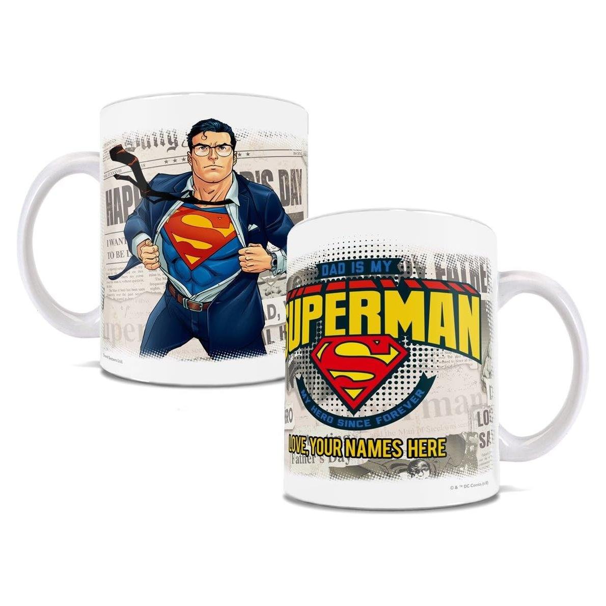 Taza de cerámica personalizada Superman - Papá Héroe 11oz