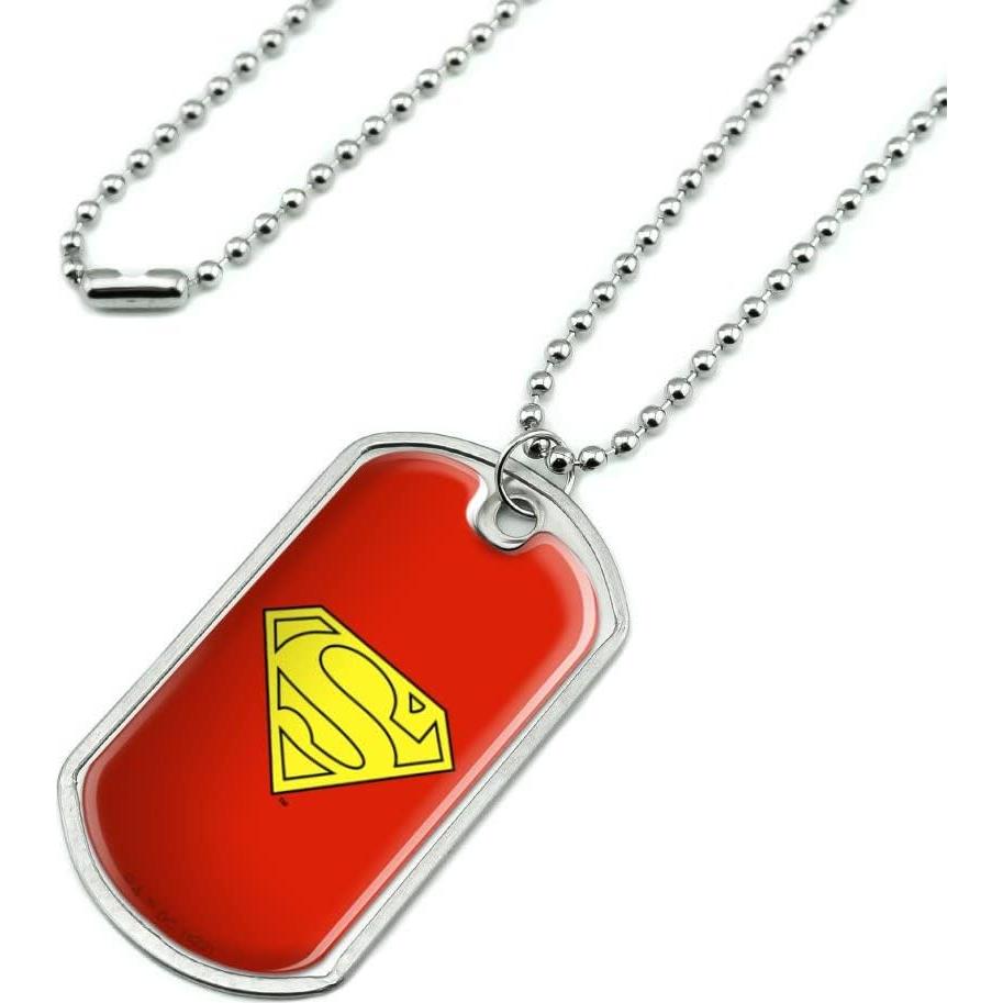 Collar de perro Superman con etiqueta de acero inoxidable 5.1x2.8cm